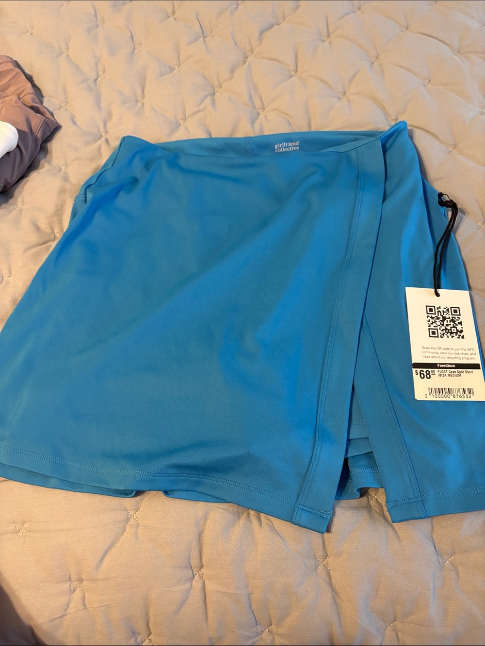 girlfriend collective blue athletic skort